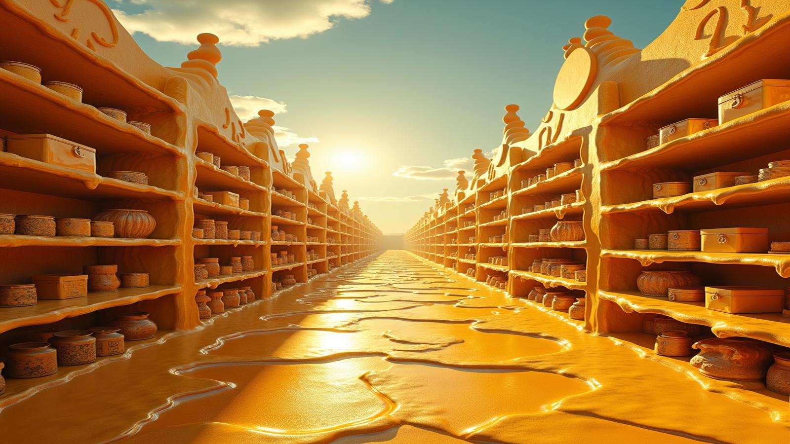 Surreal desert marketplace